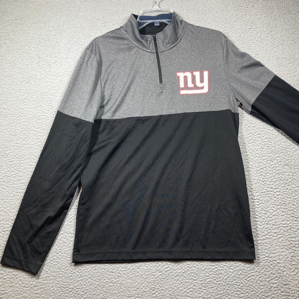 New York Giants NFL Football Long Sleeve 1/4 Zip Shirt  Men's Medium Black Gray‎